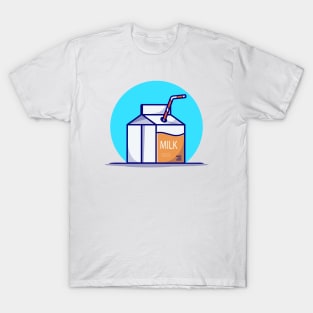 Milk Box Cartoon Vector Icon Illustration T-Shirt